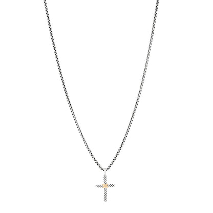 David Yurman Sterling Silver 14K Yellow Gold Petite X Cross Pendant Necklace 1 of 5