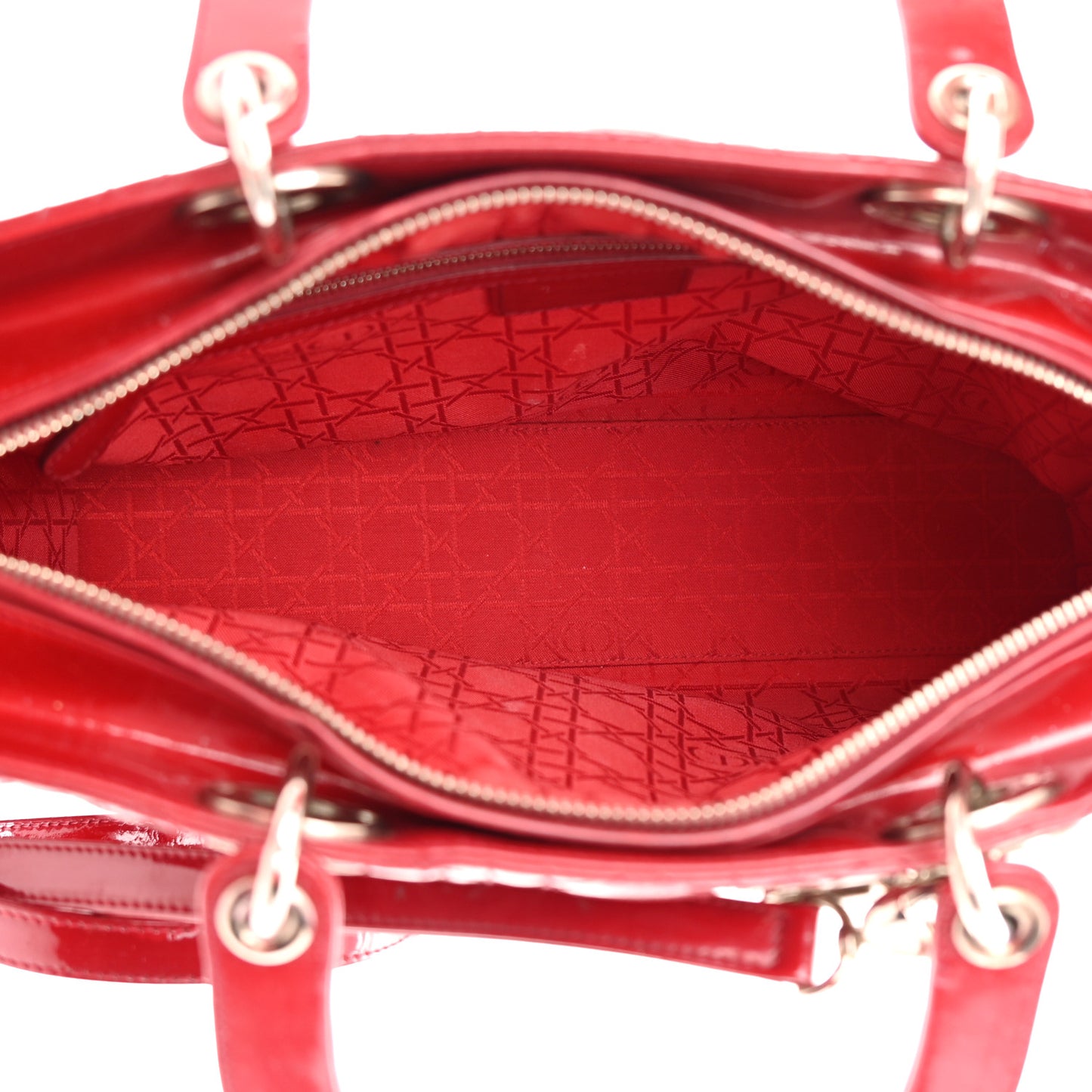 Patent Cannage Large Lady Dior Red
