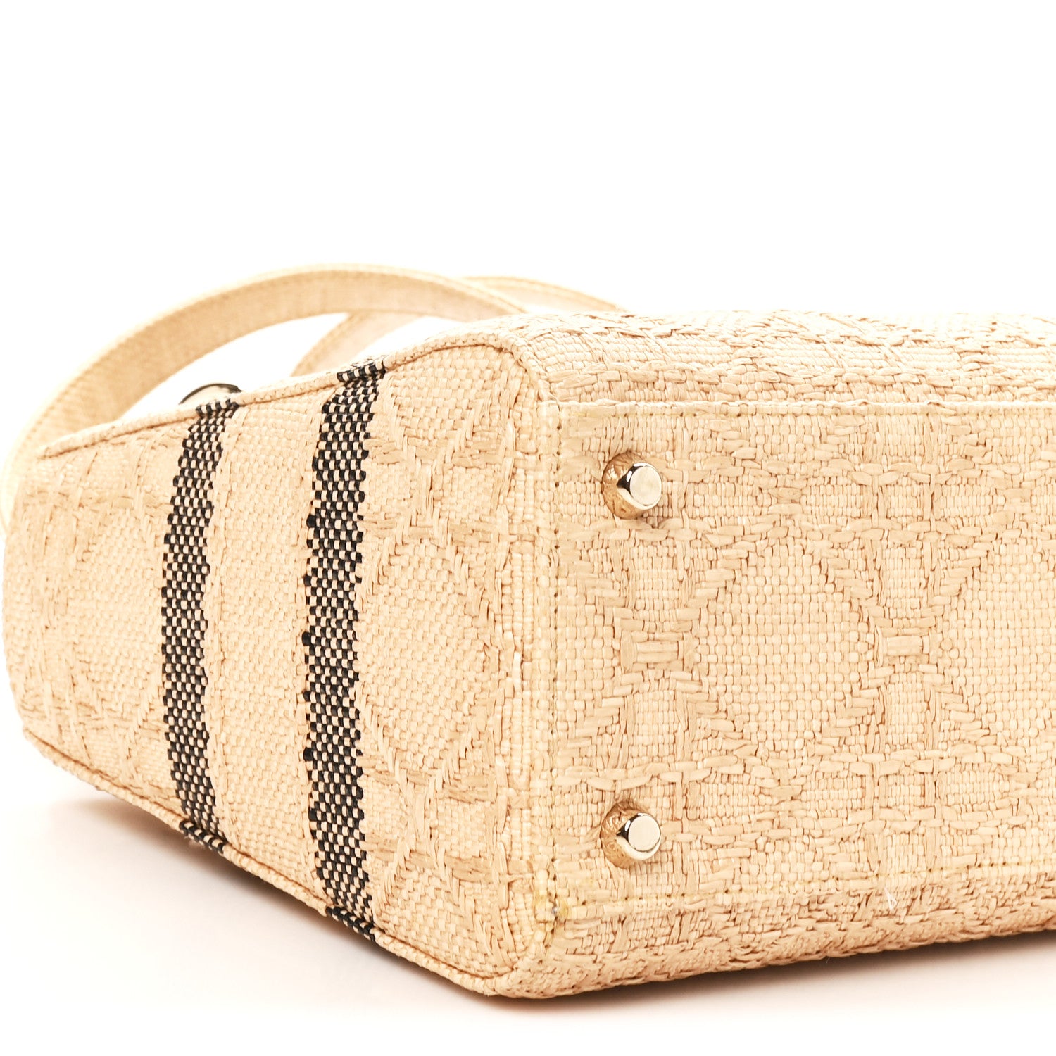Christian Dior Raffia Woven Cannage Embroidered Medium Lady D-Lite Natural Black 8 of 9
