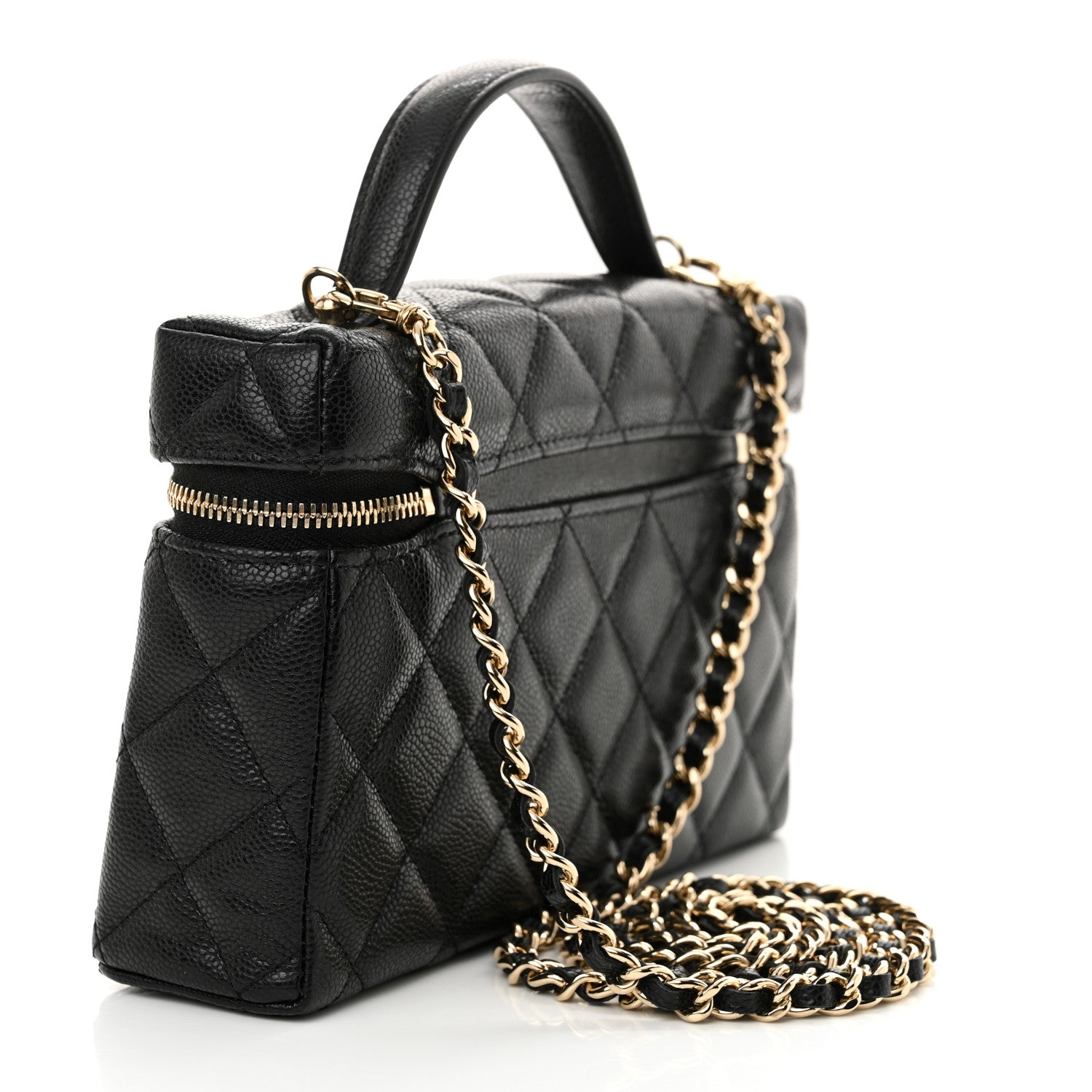 Chanel Caviar Quilted Top Handle Slim Vanity With Chain Black 3 of 12