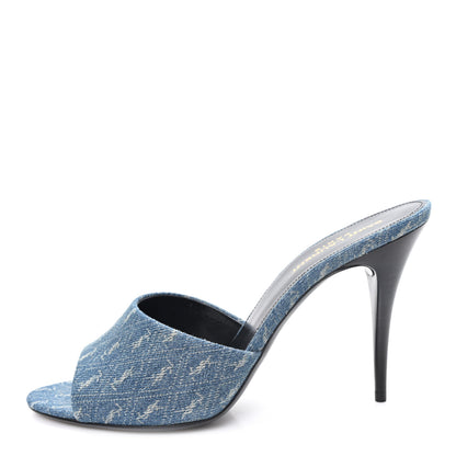 Saint Laurent Denim Monogram La 16 Mule Sandals 39 Blue Jeans 1 of 10