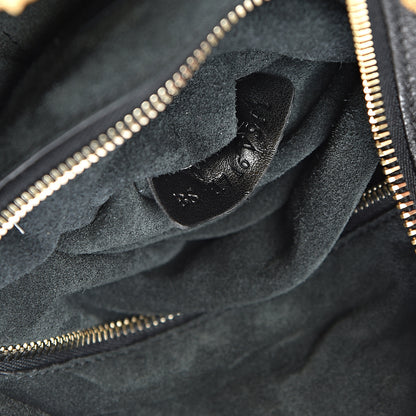 Valentino Garavani Grained Calfskin C-Rockee Fringe Hobo Black 6 of 10