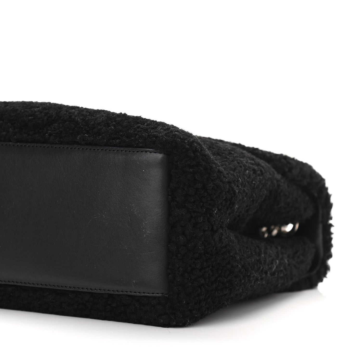Shearling Monogram Medium Loulou Shoulder Bag Black
