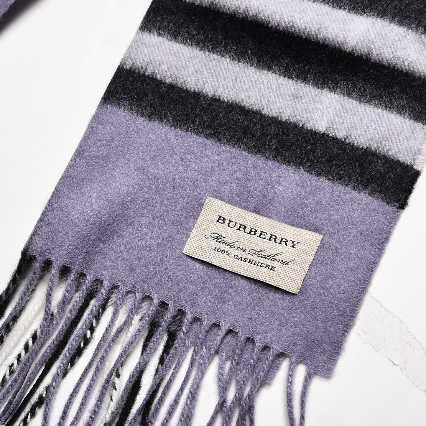 Cashmere Giant Check Fringe Scarf Lilac