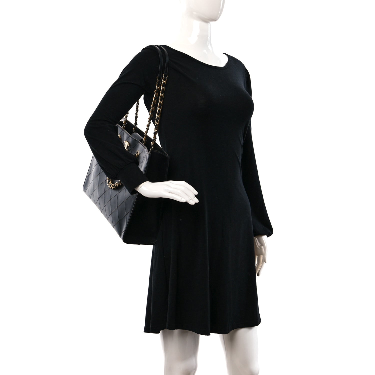 Chanel Calfskin Stitched Large Shopping Tote Black 2 of 11