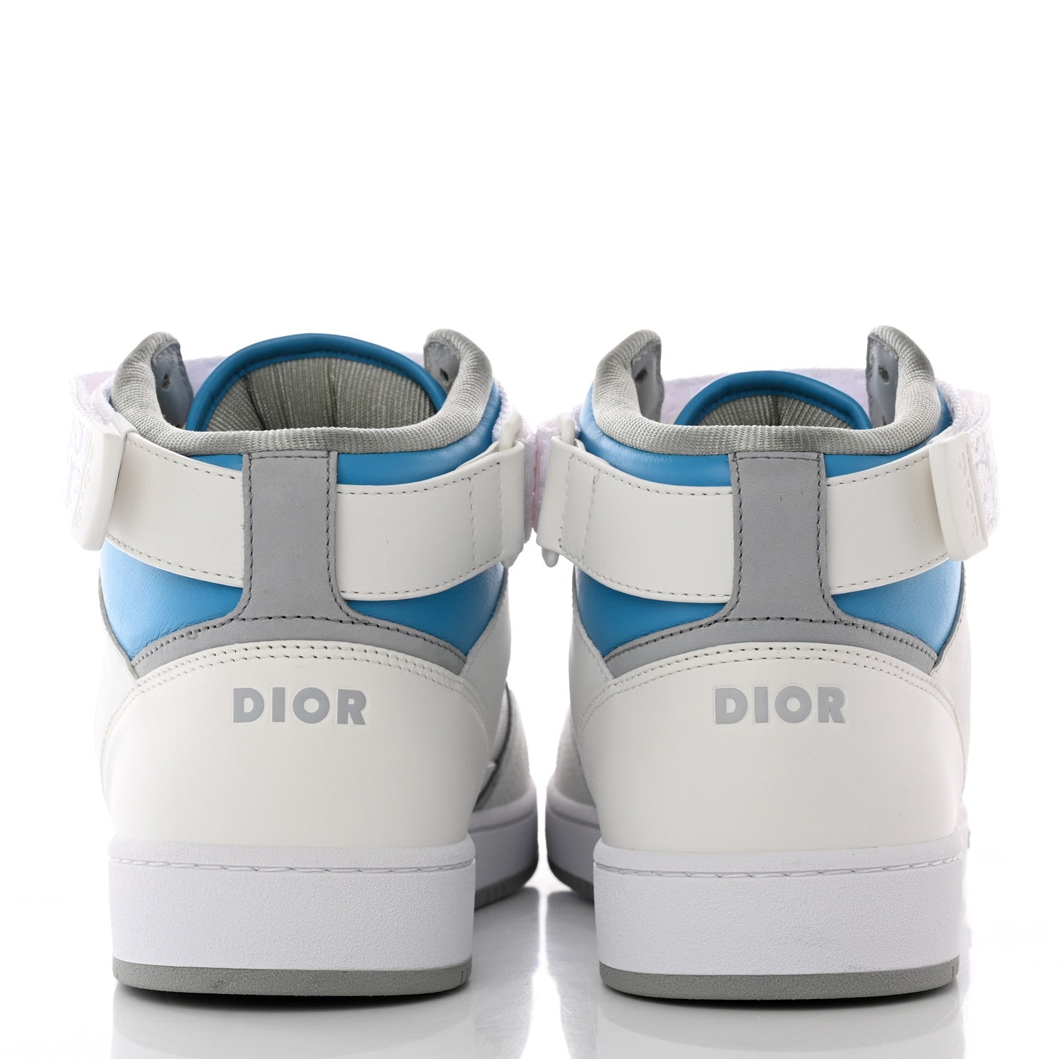 Christian Dior Smooth Calfskin Oblique Galaxy Perforated Mens B27 Mid Top Sneakers 45 Beige Blue 5 of 17