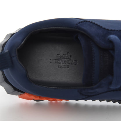 Hermes Technical Jersey Suede Goatskin Bouncing Sneakers 38 Marine 6 of 10