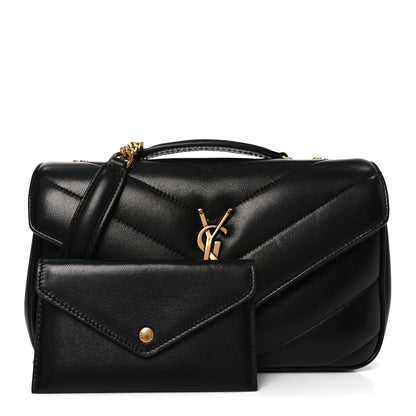 Saint Laurent Lambskin Chevron Quilted Small Loulou Bag Black 3 of 11