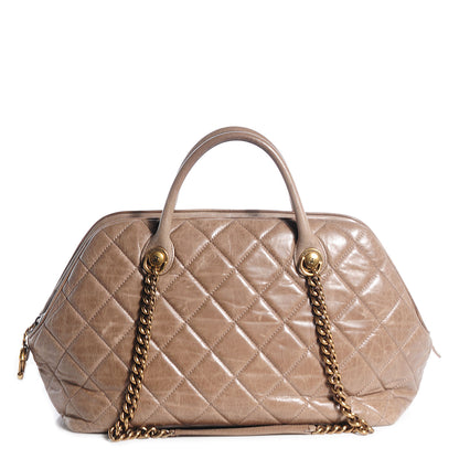 Chanel Calfskin Quilted Castle Rock Bowling Bag Grey 1 of 8