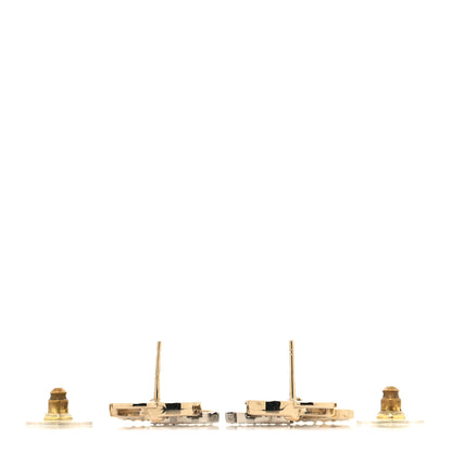 Chanel Crystal Pearl Double CC Drop Earrings Gold Silver 3 of 5
