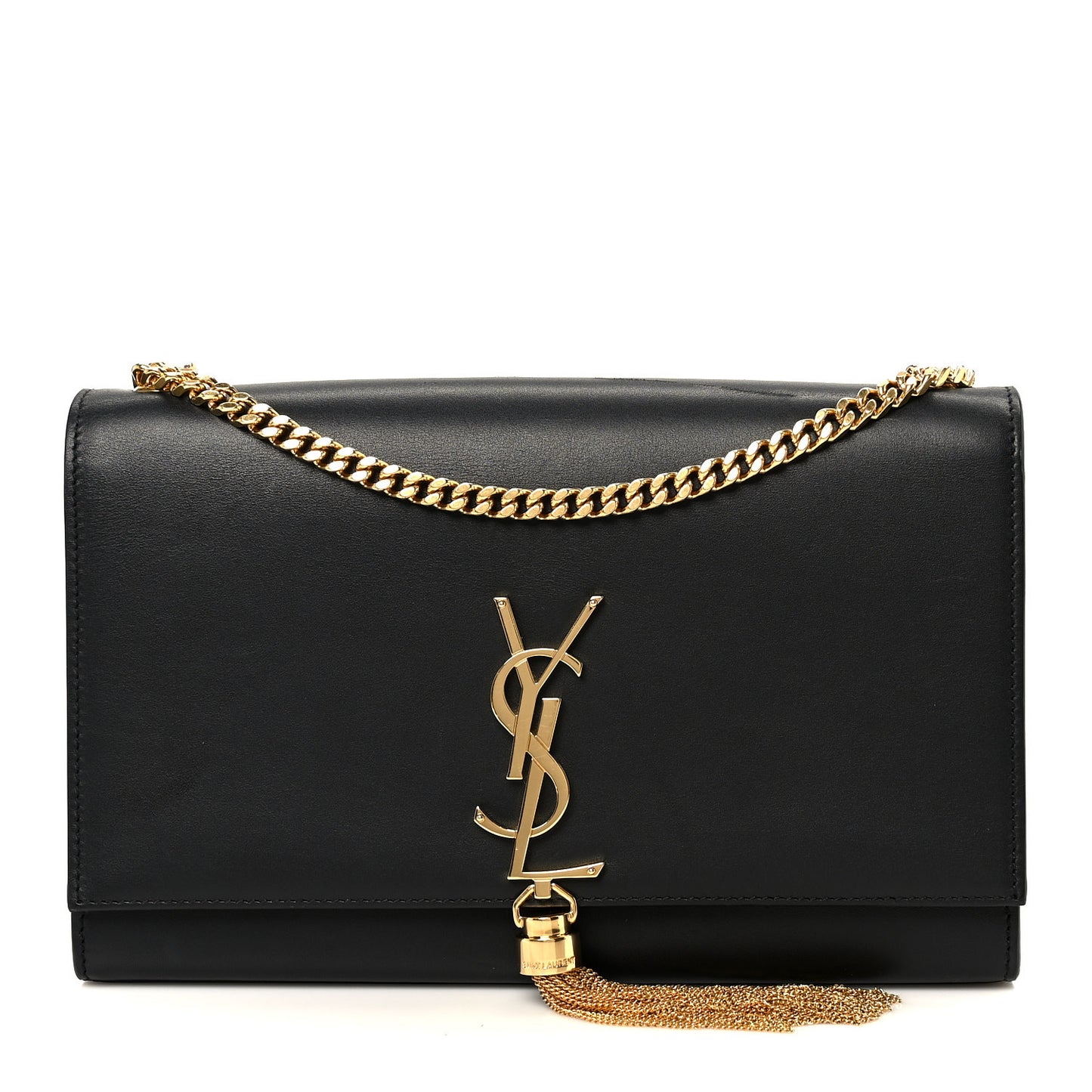 Smooth Calfskin Medium Classic Monogram Kate Tassel Satchel Black