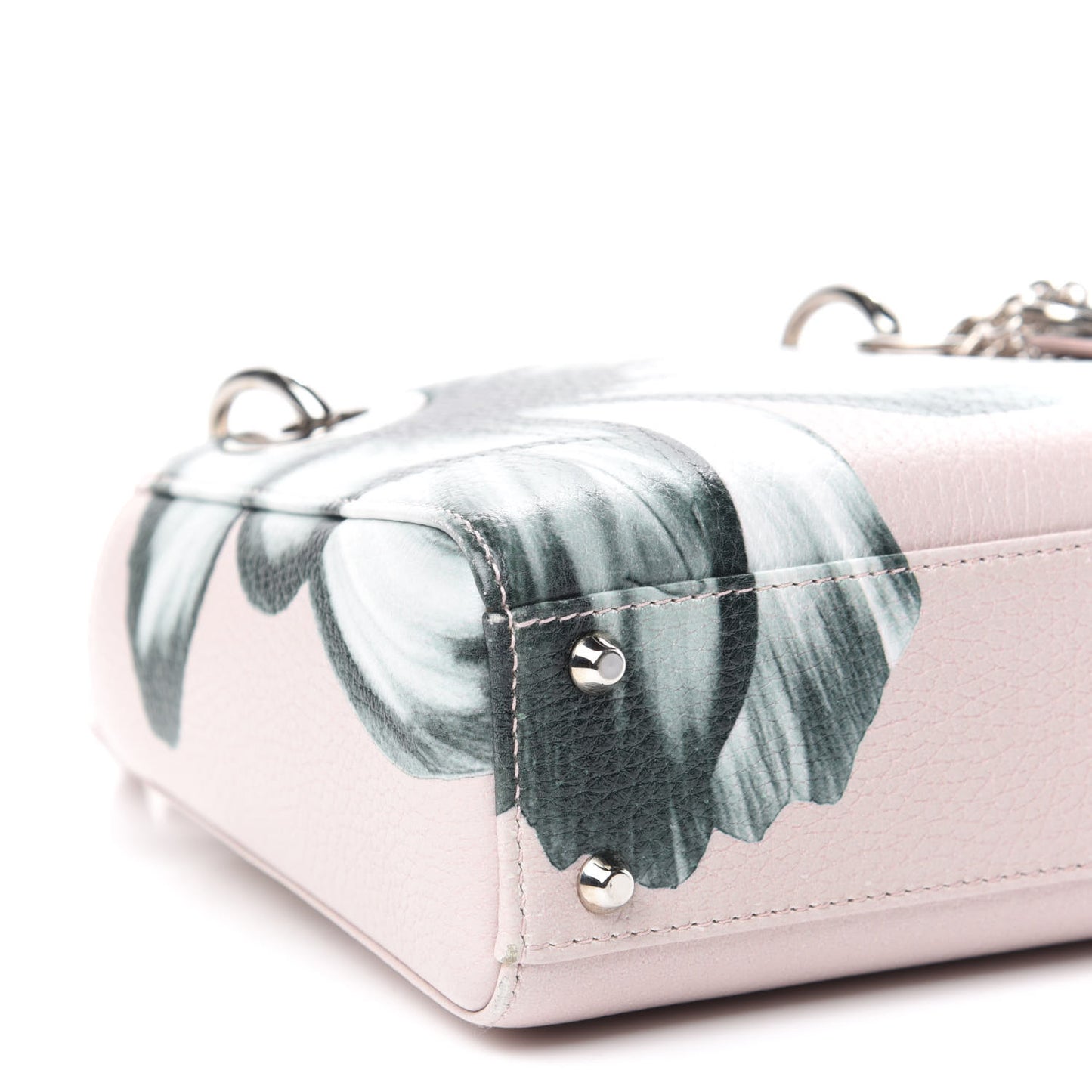 Deerskin Floral Printed Mini Lady Dior Pink