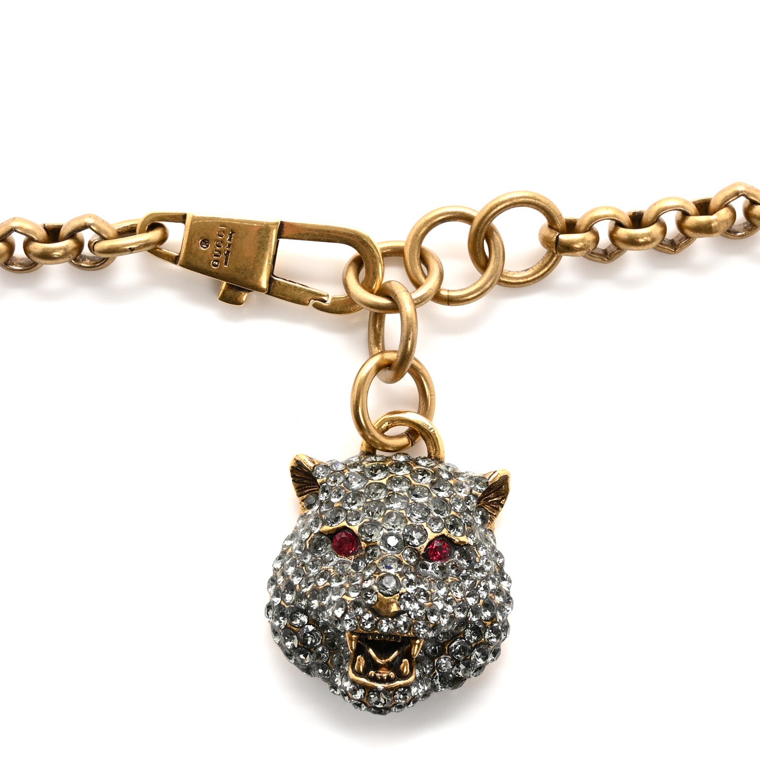 Gucci Metal Crystal Thiara Chain Belt Aged Gold 4 of 4