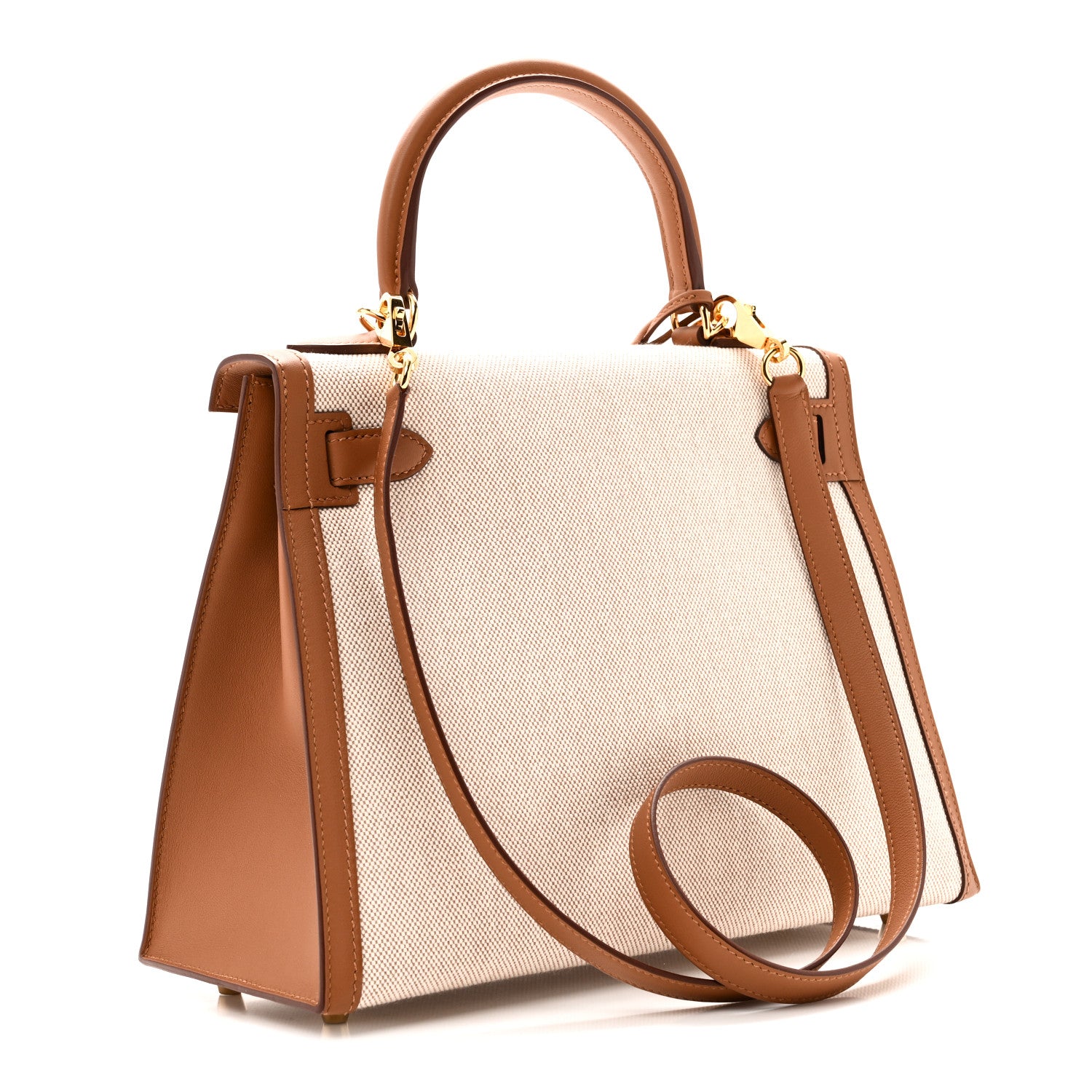 Hermes Toile H Swift Kelly Sellier 28 Ecru Gold 3 of 11