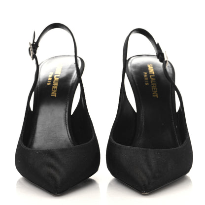Saint Laurent Grosgrain Penelope Zoe 105 Slingback Pump 38 Black 3 of 10