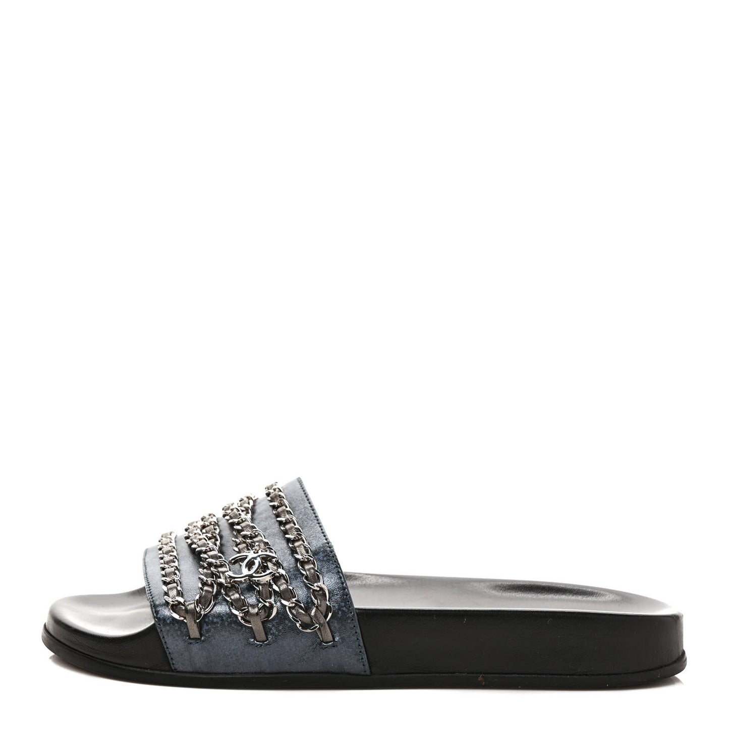 Fantasy Lambskin Chain Flat Sandals 39 Blue