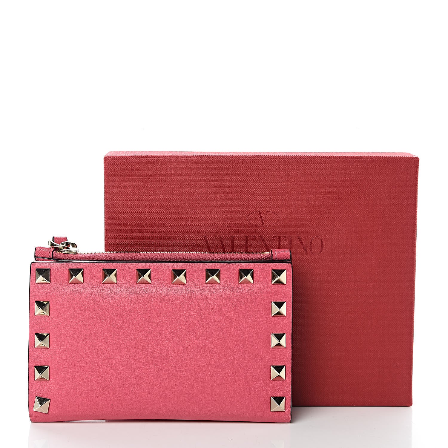 Valentino Garavani Vitello Rockstud Coin Case Card Holder Shadow Pink 14 of 14