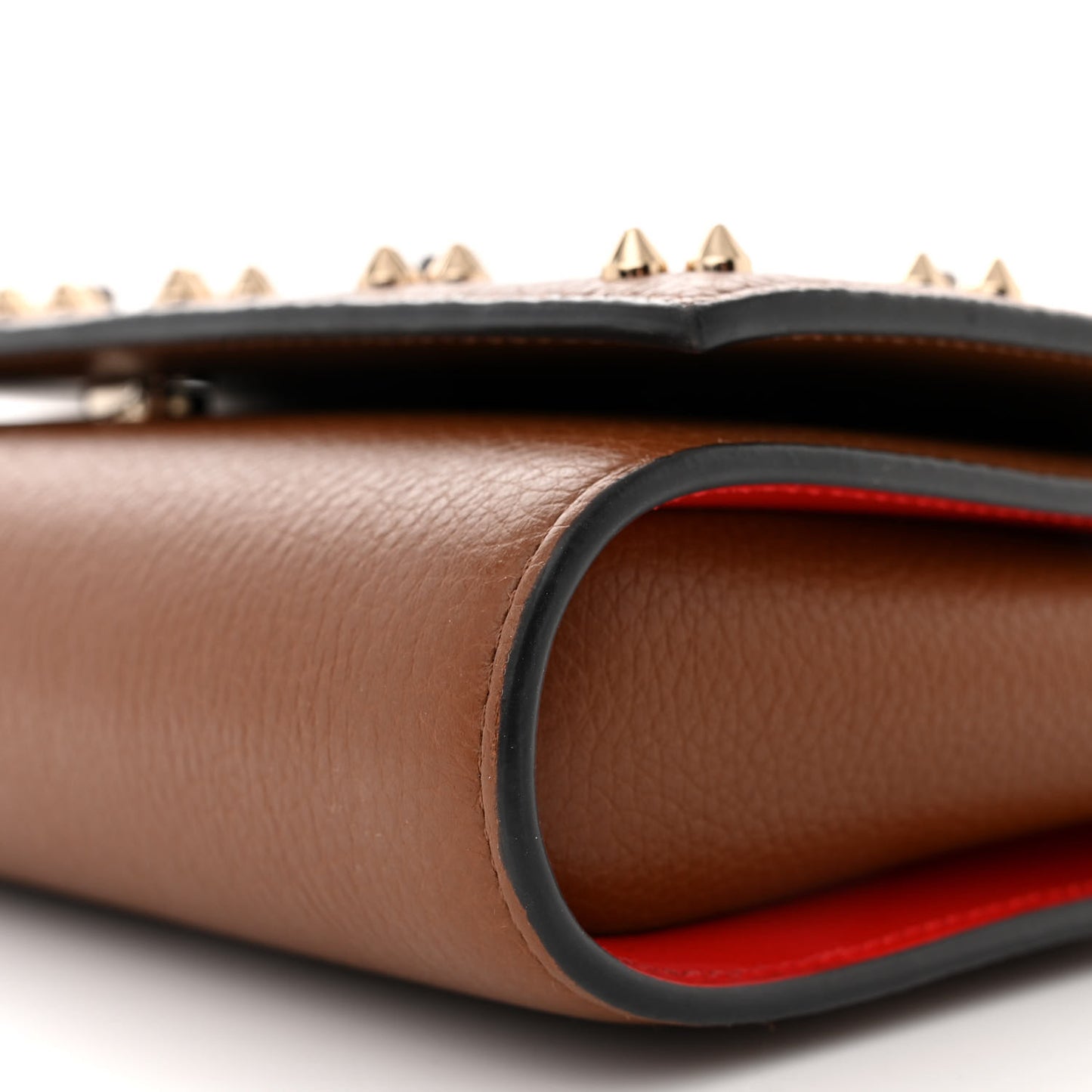 Calfskin Spikes Loubinthesky Paloma Clutch Biscotto