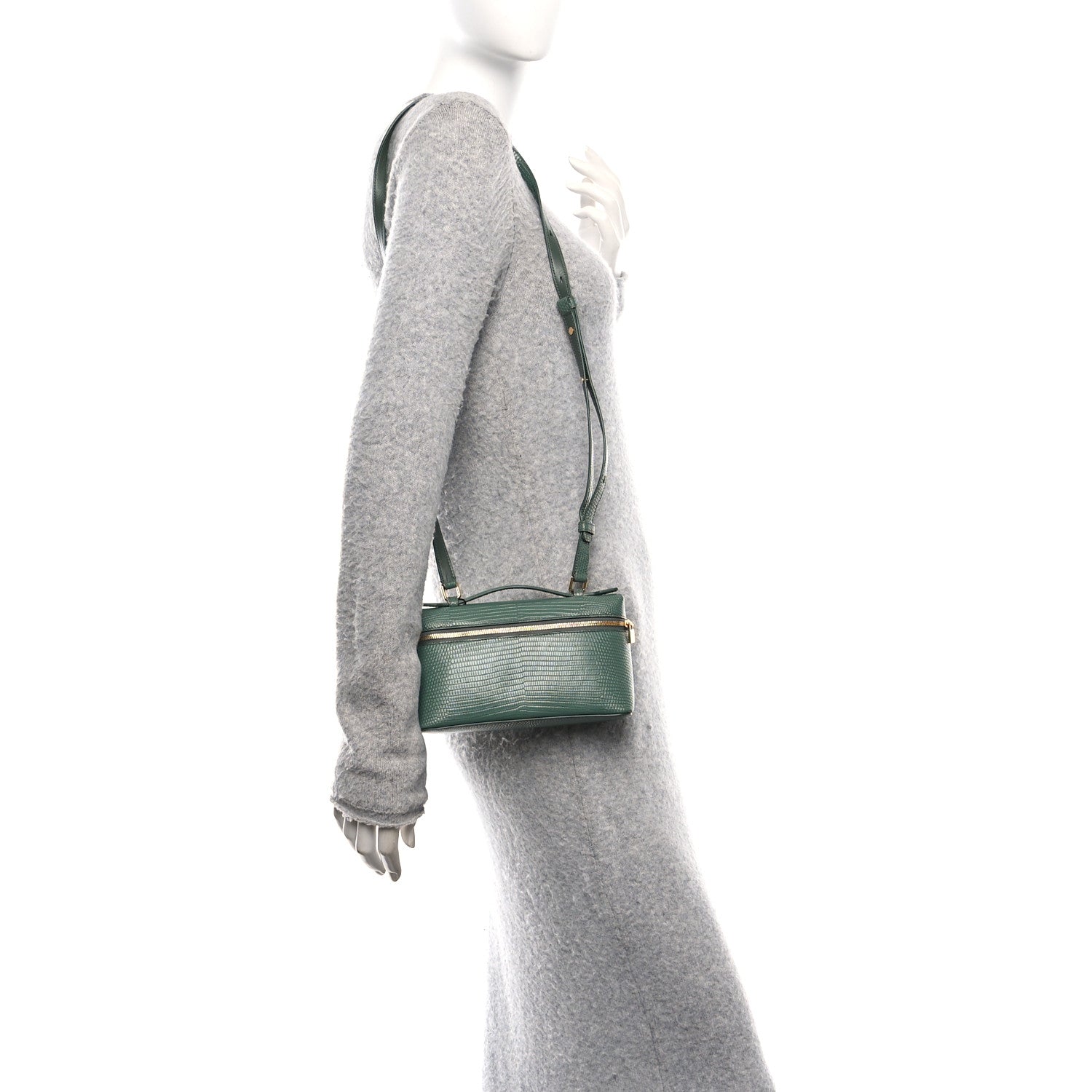 Loro Piana Lizard L19 Extra Pocket Pouch Green Lagoon Sun Gold 2 of 9