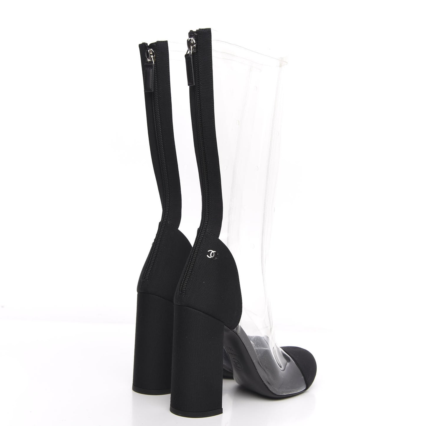 PVC Grosgrain High Boots 36 Transparent Black