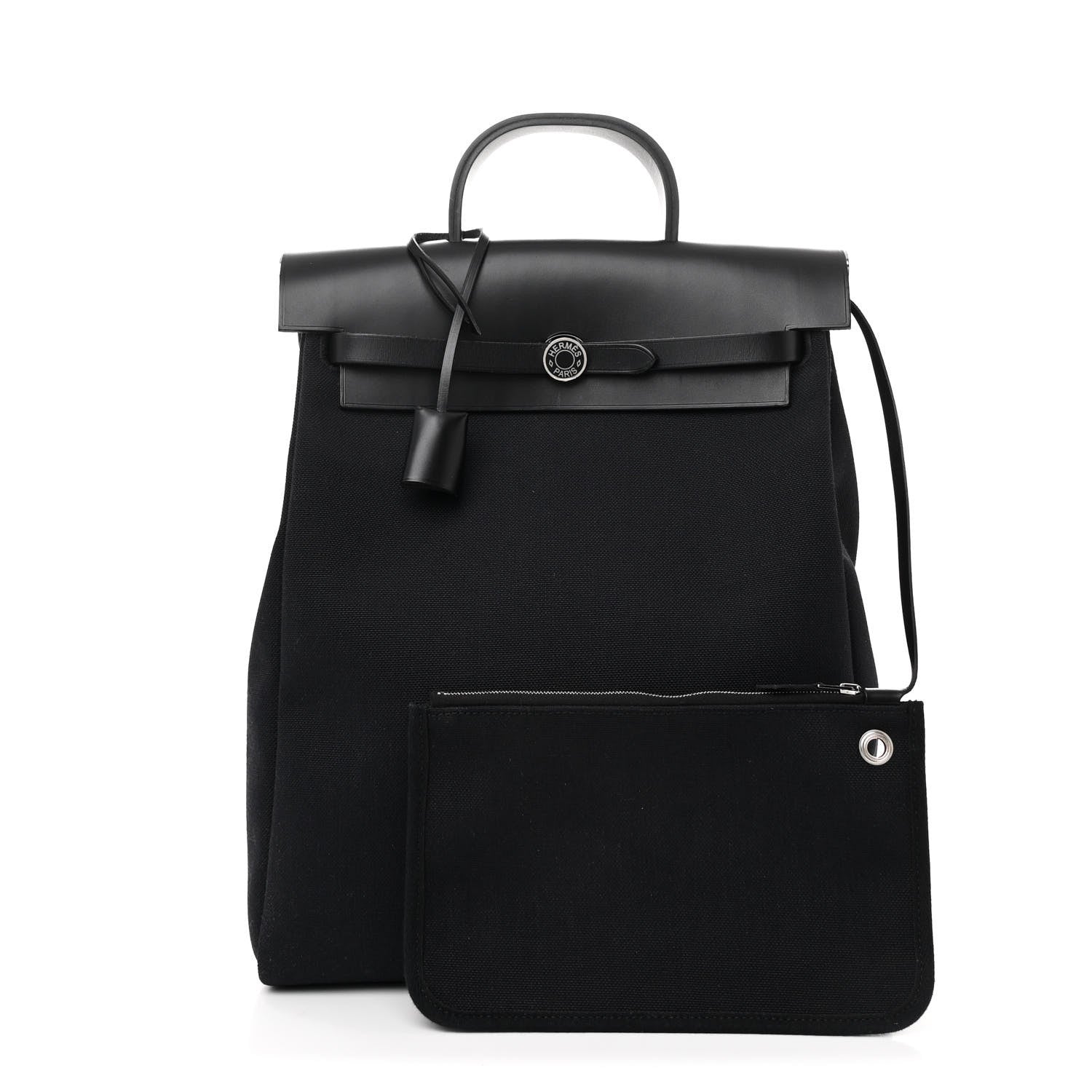 Hermes Military Toile Vache Hunter Herbag a Dos Zip Retourne Backpack Black 4 of 13