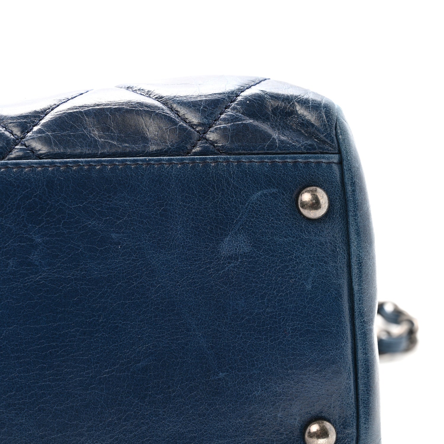 Chanel Glazed Calfskin Boy Satchel Flap Blue 11 of 14
