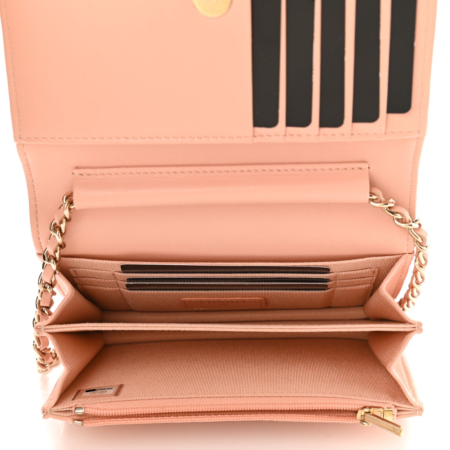 Lambskin Quilted Mini Wallet On Chain WOC Light Pink