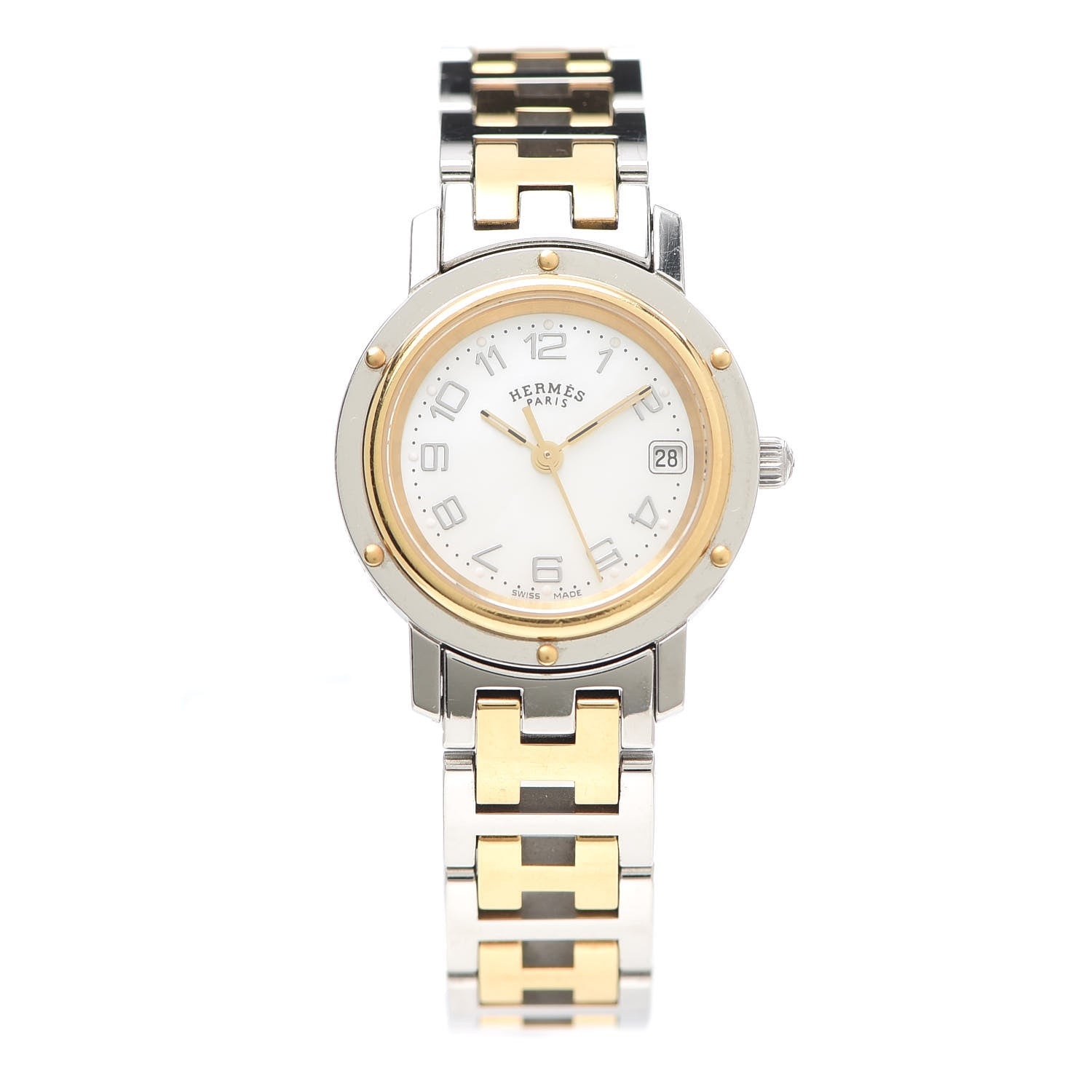 Hermes Stainless Steel 24mm Clipper Quartz Watch Gold 1 of 6