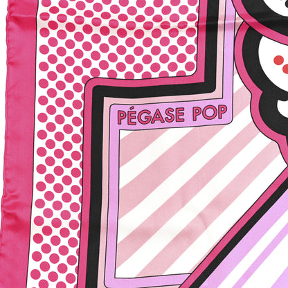 Hermes Silk Geant Summer Pegase Pop Shawl 140 Rose Vif White Black 3 of 7