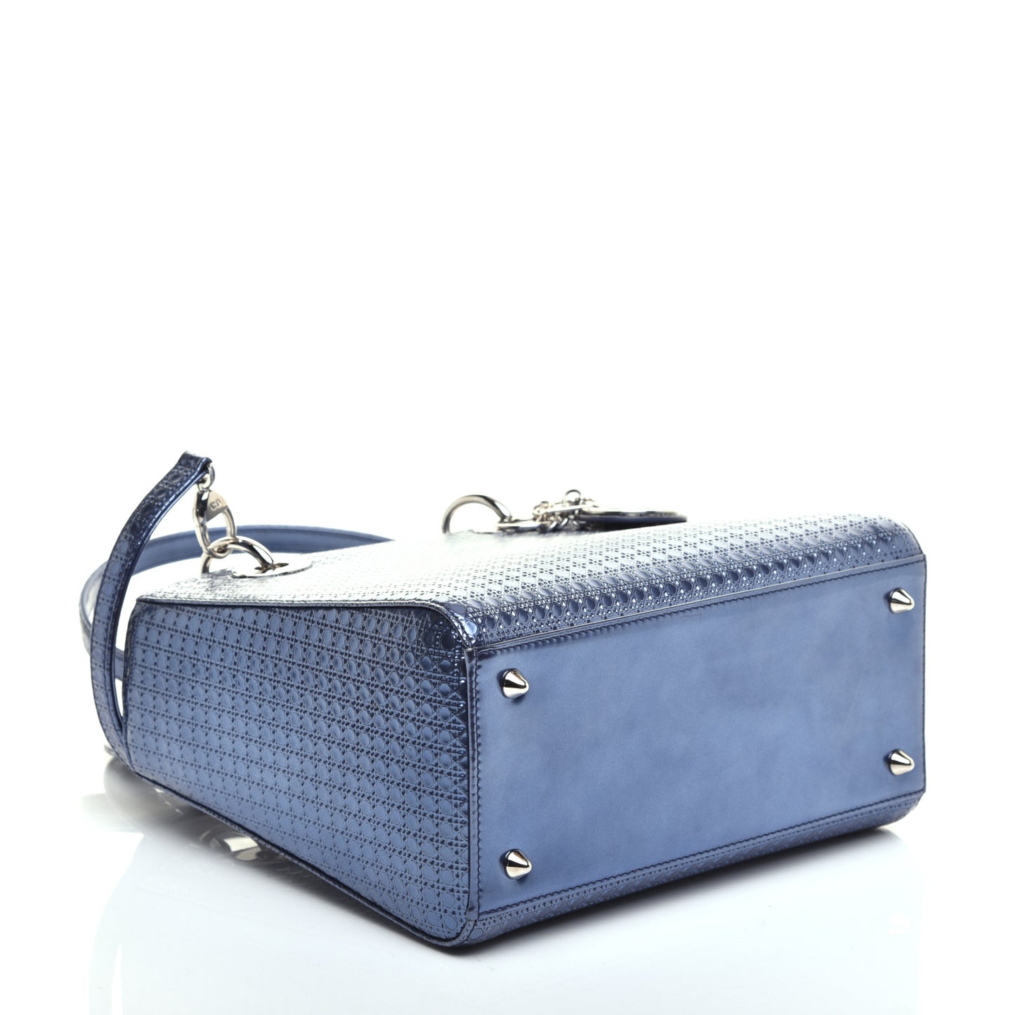 Metallic Patent Micro-Cannage Medium Lady Dior Blue