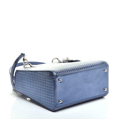 Christian Dior Metallic Patent Micro-Cannage Medium Lady Dior Blue 4 of 9