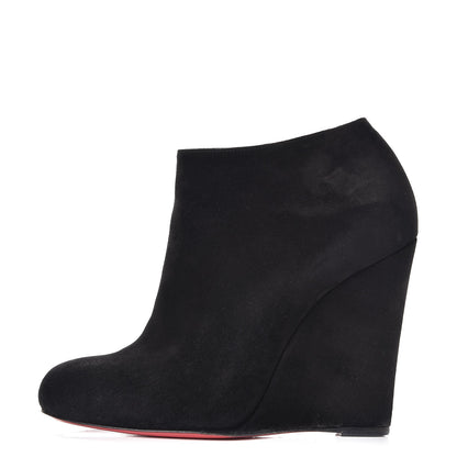 Christian Louboutin Suede Belle Zeppa 100 Wedge Ankle Boots 38.5 Black 1 of 9