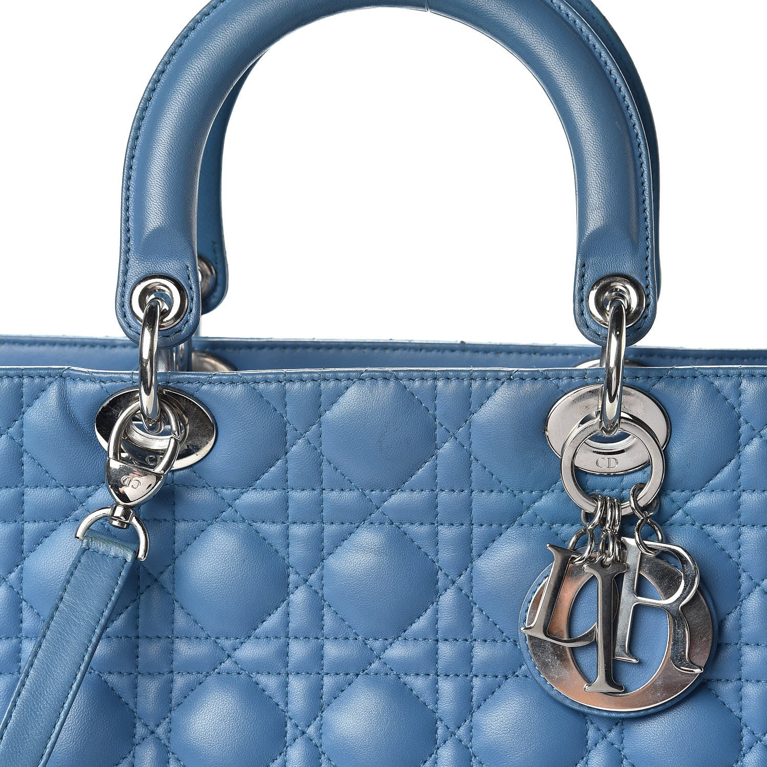 Christian Dior Lambskin Cannage Large Lady Dior Denim 10 of 18