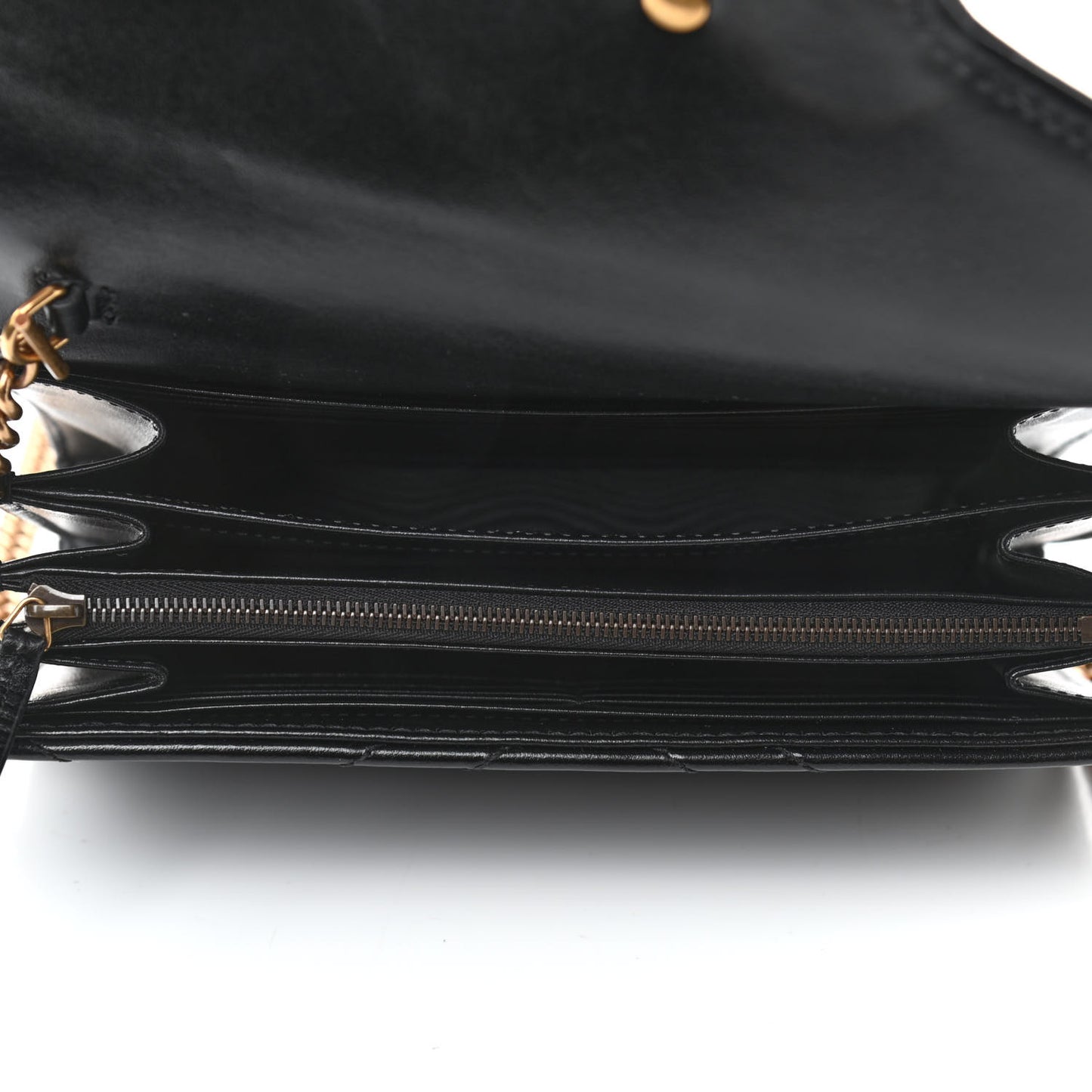Calfskin Matelasse GG Marmont Chain Wallet Black