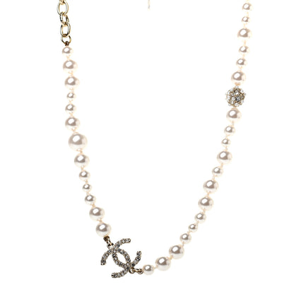 Chanel Pearl Crystal CC Short Necklace Gold 1 of 5