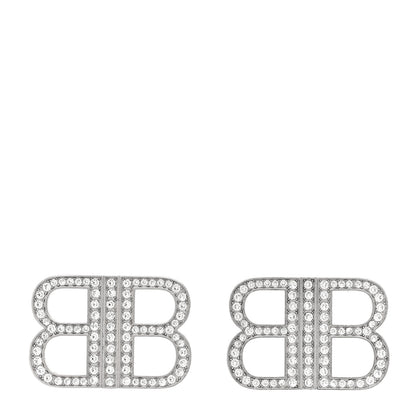 Balenciaga Crystal BB 2.0 Drop Earrings Silver 1 of 4