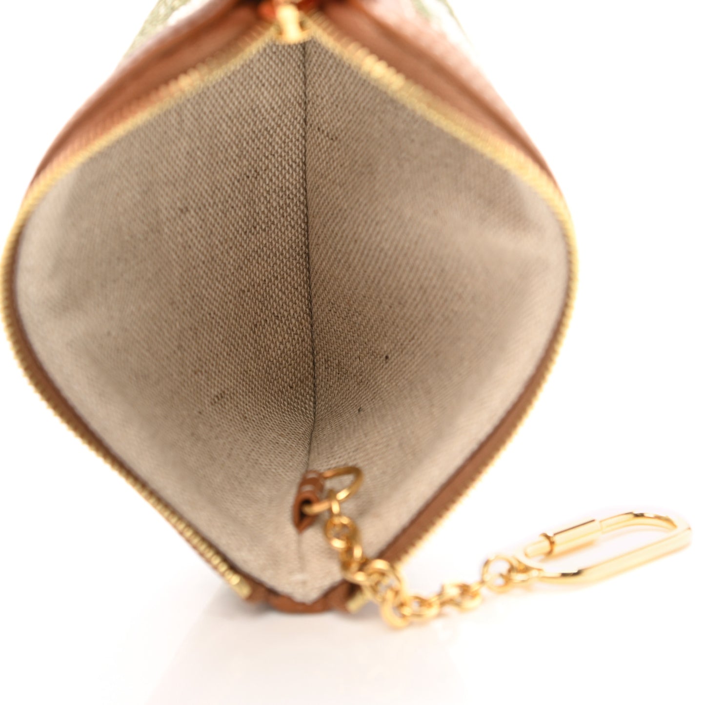Triomphe Canvas Calfskin Coin and Card Pouch Khaki