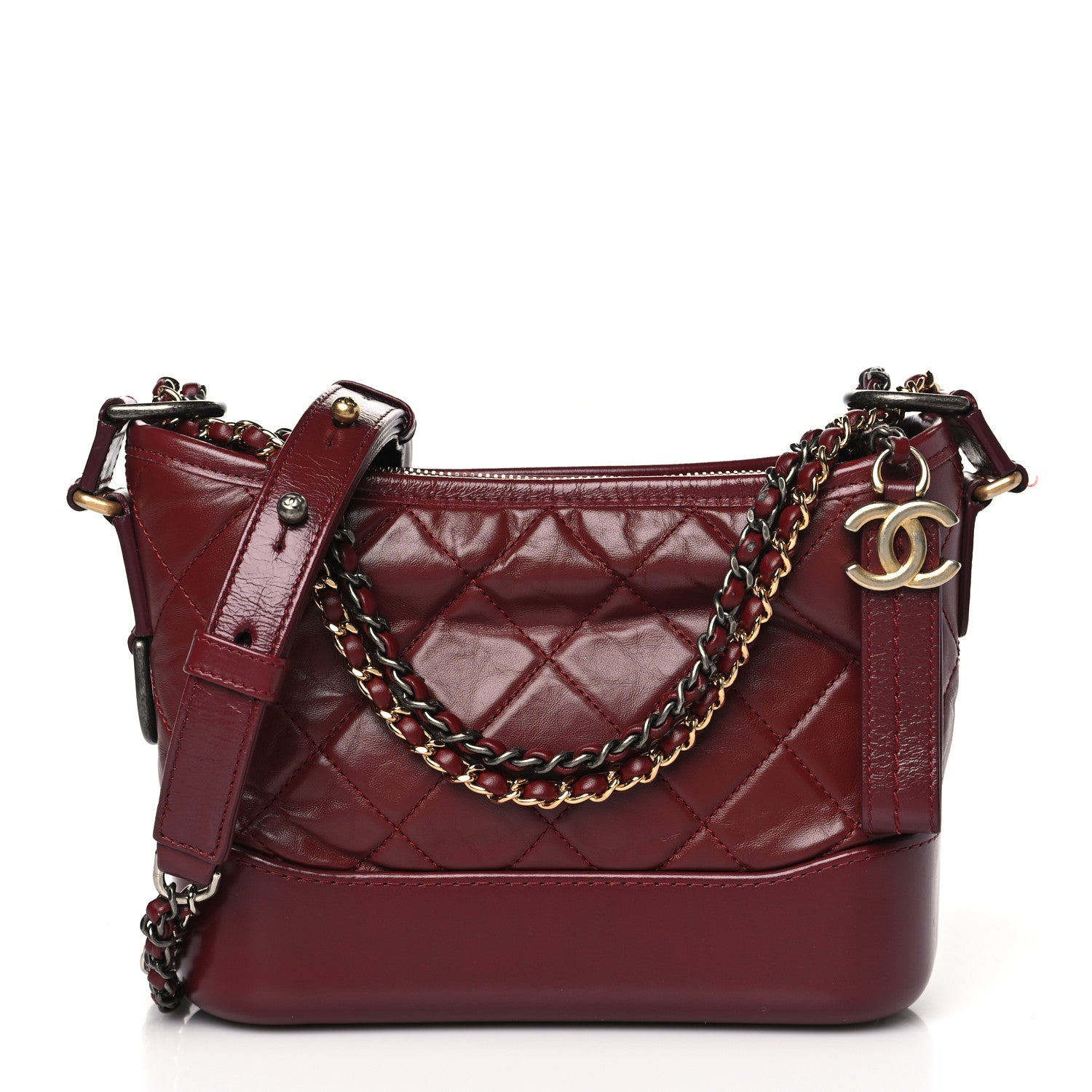 Chanel Aged Calfskin Quilted Small Gabrielle Hobo Burgundy Burgundy 1 of 11
