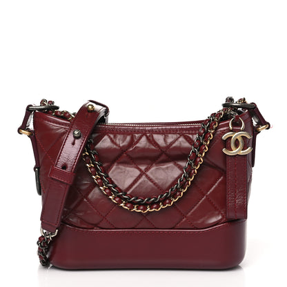 Chanel Aged Calfskin Quilted Small Gabrielle Hobo Burgundy Burgundy 1 of 11