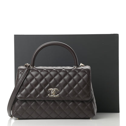 Chanel Caviar Quilted Small Coco Handle Flap Dark Brown 11 of 11