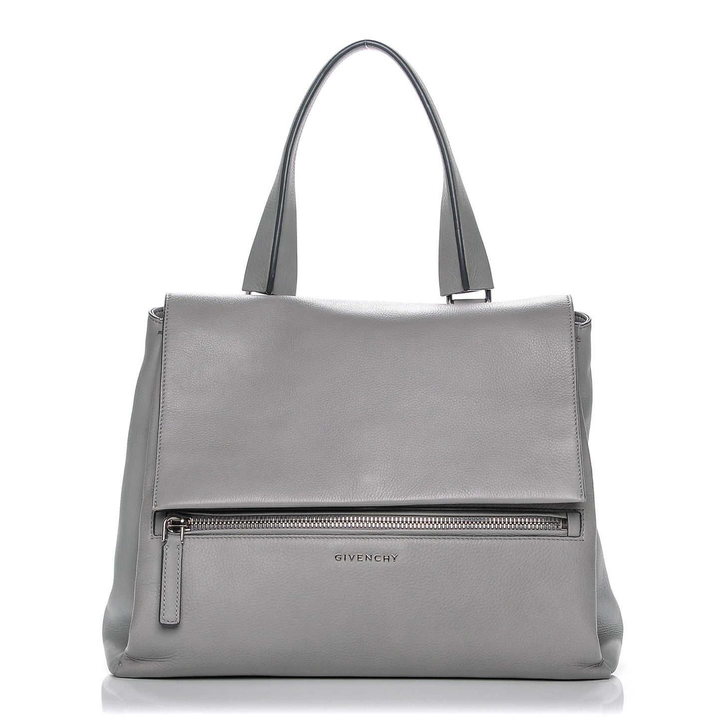 Grained Calfskin Medium Pandora Pure Flap Bag Pearl Grey