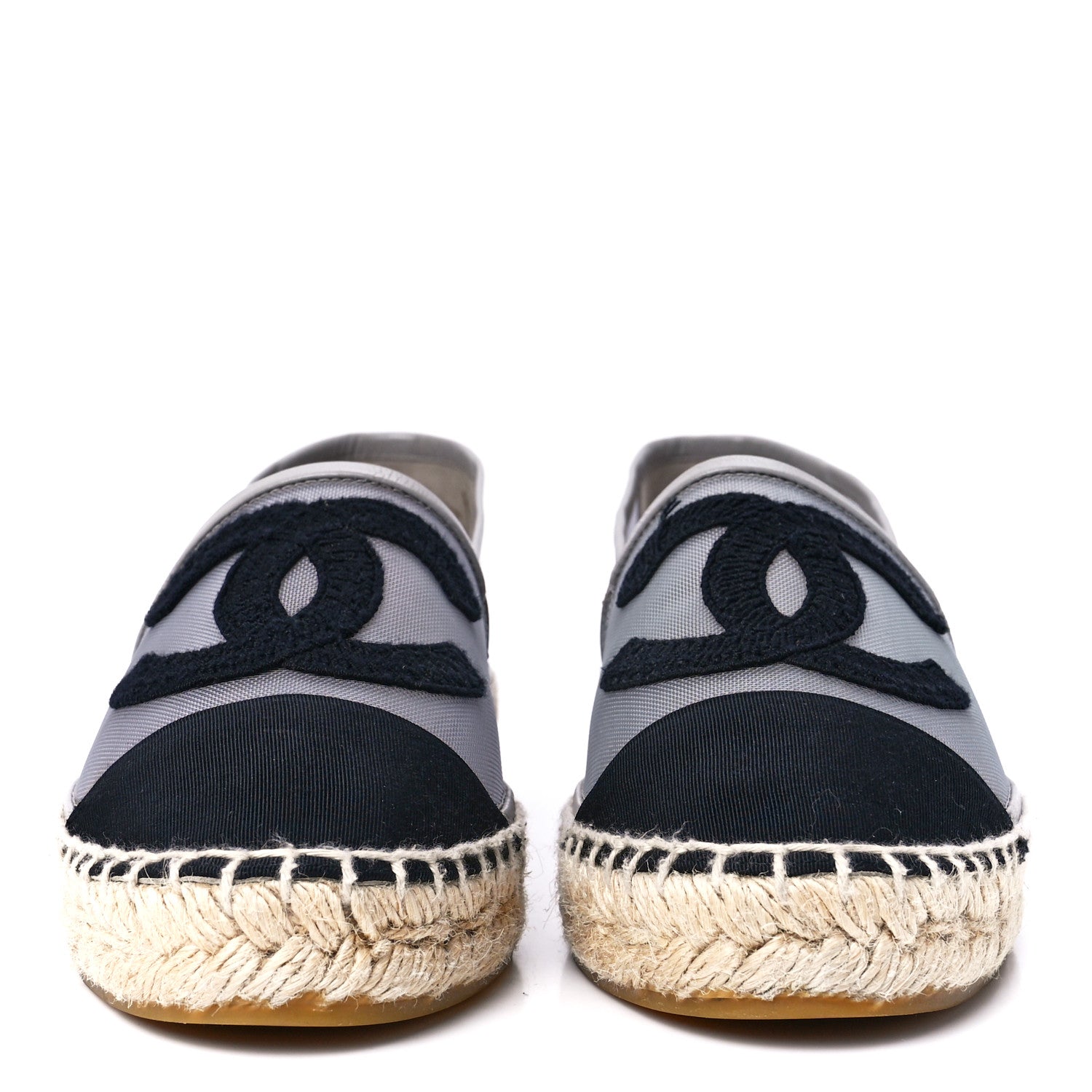 Chanel Mesh Grosgrain CC Espadrilles 38 Grey 2 of 7