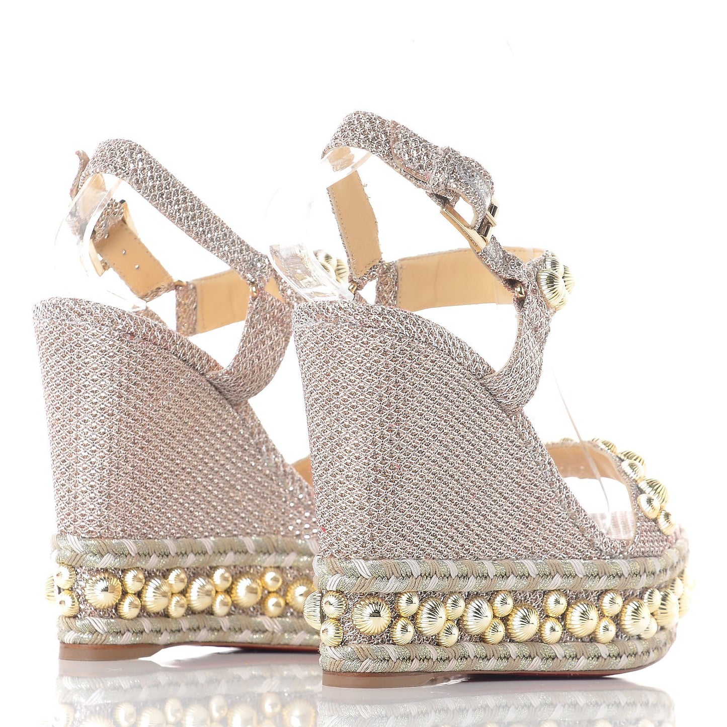 Glitter Mesh Specchio Rondaclou 120 Wedge Sandals 37 Gold