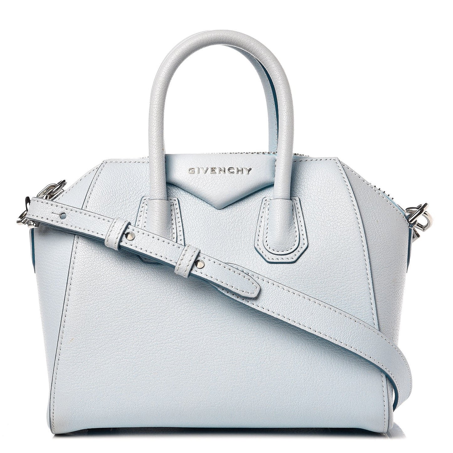 Sugar Goatskin Mini Antigona Baby Blue