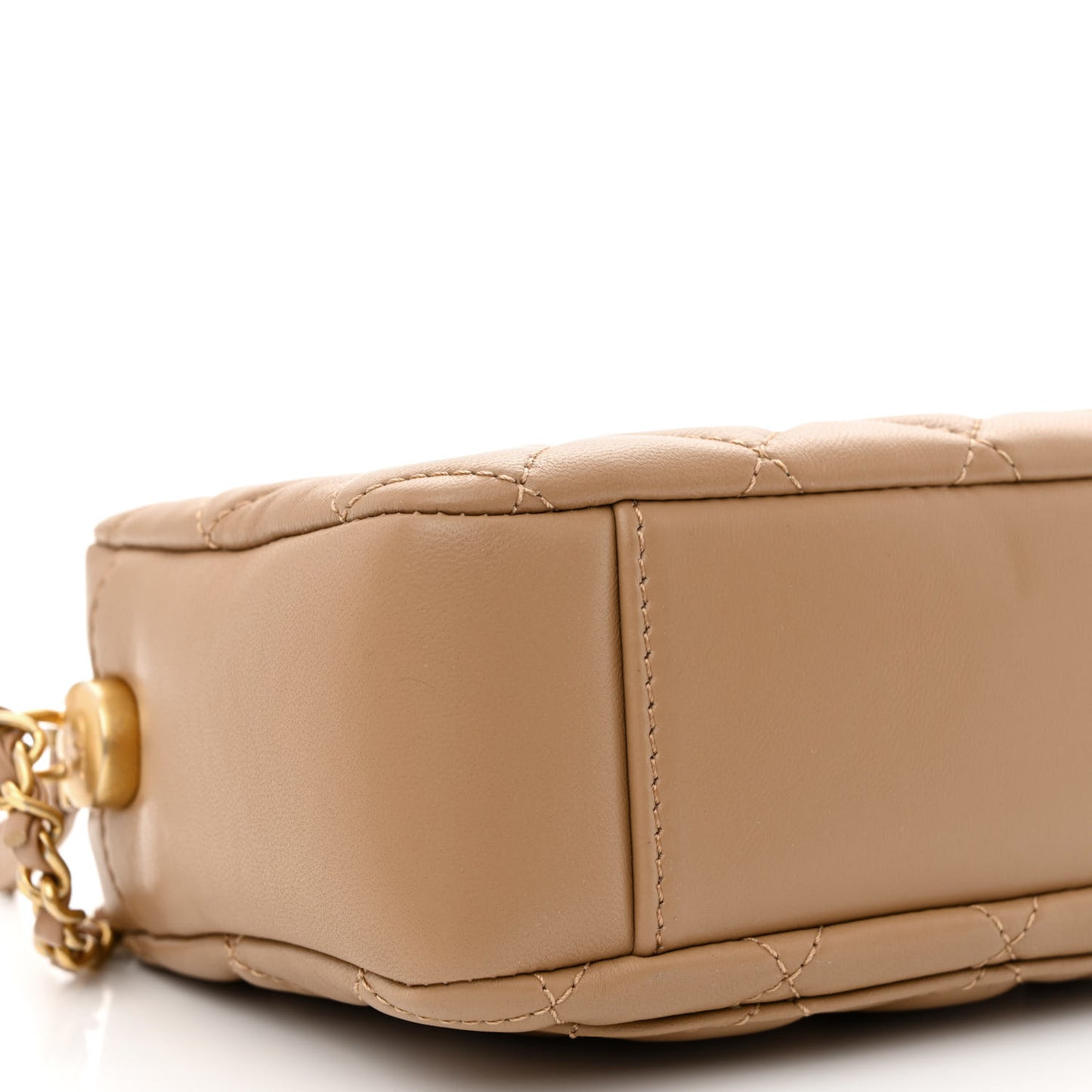 Lambskin Quilted CC Pearl Crush Camera Case Beige