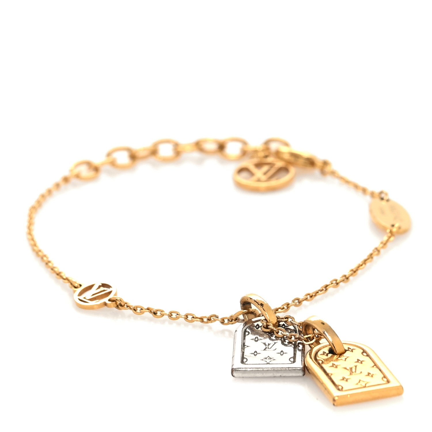 Louis Vuitton Brass Nanogram Bracelet Silver Gold 1 of 5