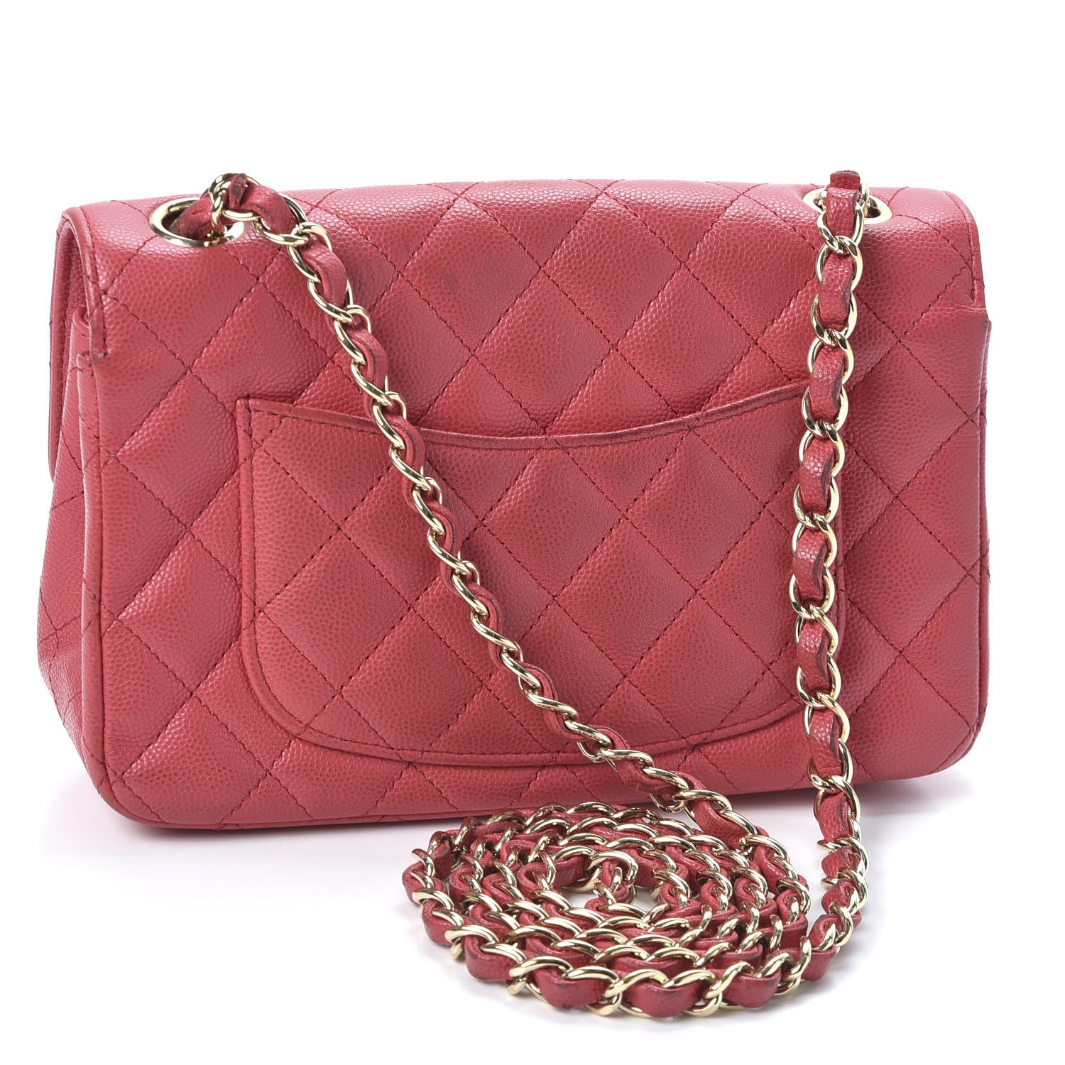 Chanel Caviar Quilted Mini Rectangular Flap Red 2 of 14