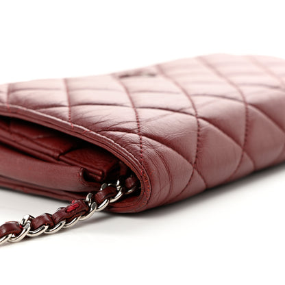 Chanel Aged Calfskin Quilted Wallet On Chain WOC Burgundy 10 of 11
