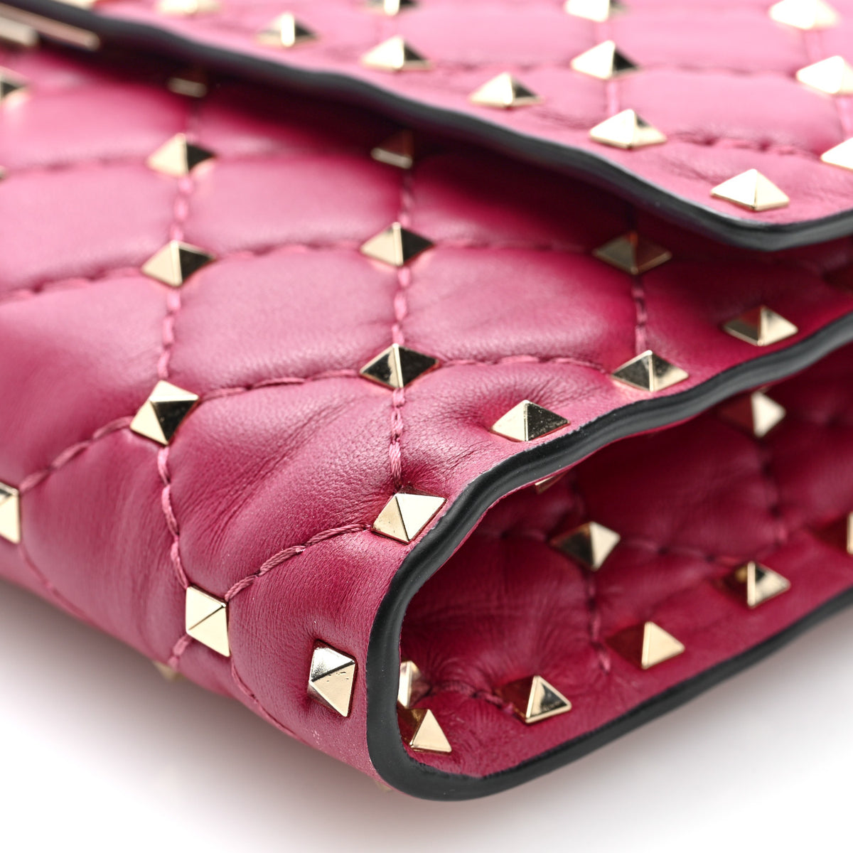 Nappa Rockstud Spike Wallet On Chain Disco Pink