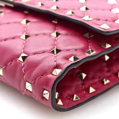 Valentino Garavani Nappa Rockstud Spike Wallet On Chain Disco Pink 9 of 9